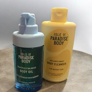 Isle of Paradise Blue Body Oil and Yellow Cleanser Duo